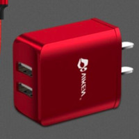 VIKEN 维肯 ZS-2USB-K01 手机充电器 双USB-A 10W+Type-C/Lightning/Micro-B 3A 数据线 TPE 1.2m 红色