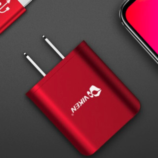VIKEN 维肯 ZS-2USB-K01 手机充电器 双USB-A 10W+Type-C/Lightning/Micro-B 3A 数据线 TPE 1.2m 红色