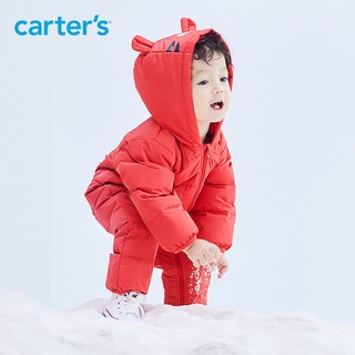 Carter's 孩特 carters连体衣21冬宝宝保暖连帽轻薄羽绒连体衣婴儿萌趣造型羽绒服 红色CSN21W002 24M/90cm