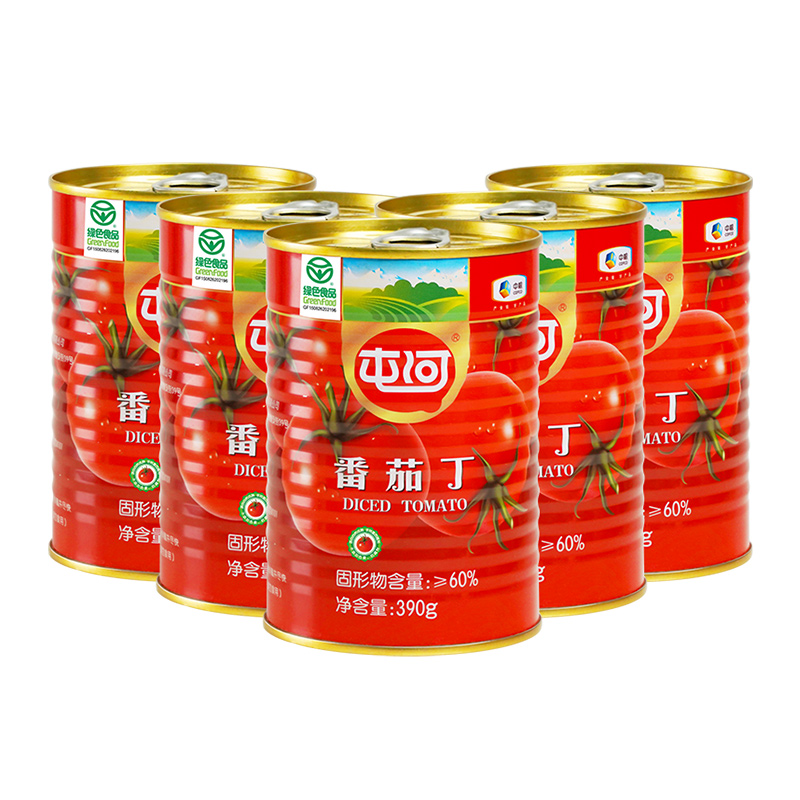 5罐*390g！新疆内蒙番茄丁0添加剂番茄罐头火锅炒菜意面酱