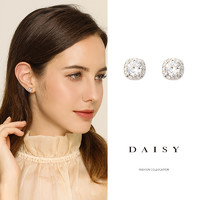 Daisy dream 999纯银锆石耳钉女2021新款潮简约小巧精致超闪耳环网红百搭耳饰