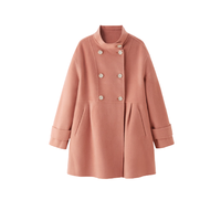 LEDIN 乐町 女士纯羊毛中长款大衣 CWAAA482822 粉橙 S