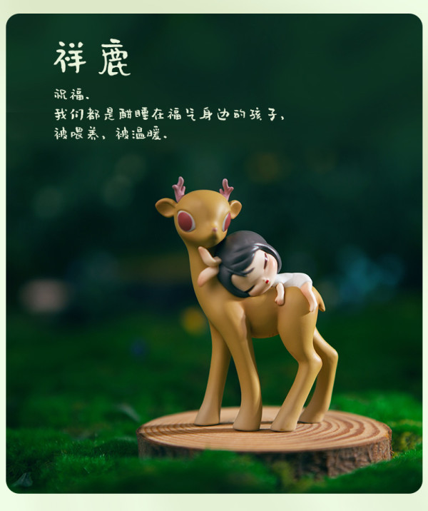 可米生活白夜童话lite系列祥鹿初晴摆件明雪白