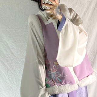 墨子研 明制汉服 女士方领对襟比甲中衣马面裙 MZY-073 紫色 S