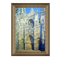 雅昌 克劳德·莫奈 Claude Monet《正午阳光下的鲁昂大教堂》63x89cm 油画布 典雅栗木框