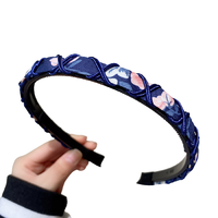 诗情画意 FG0541 交叉简约发箍 藏青碎花色