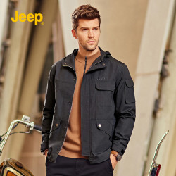 jeep吉普jeep吉普男装2021秋冬新款外套纯棉中年时尚休闲连帽夹克男