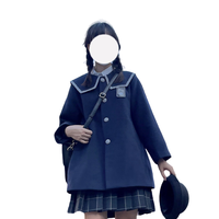 布丁熊 檎实林州立 JK制服 西式制服 女士毛呢大衣 不加棉款 绀色 M