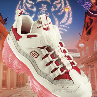 SKECHERS 斯凯奇 冰灯系列 Ice D'lites 女童休闲运动鞋 虎年限定版 317006L/NTRD 自然色/红色 32码