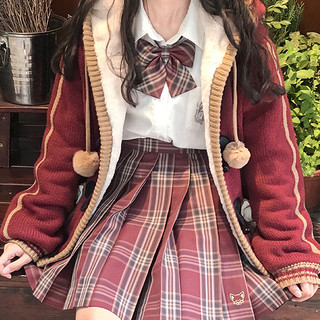 仲春二四 雪之狸 JK制服 女士格裙 红色 39cm M