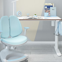 Loctek 乐歌 EC1+S03 电动极简书桌 白色+双背椅 蓝色