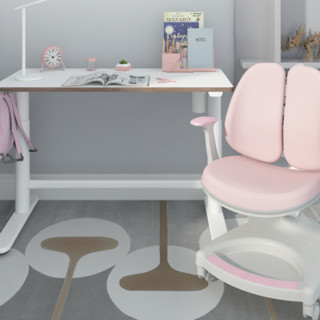 Loctek 乐歌 EC1+S03 电动极简书桌 白色+双背椅 粉色