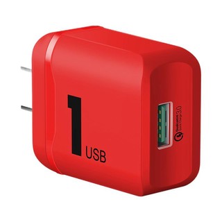 ROCK 洛克 QC01 手机充电器 USB-A 18W+RCB0544 Type-C 3A 数据线 PVC 1m 红色