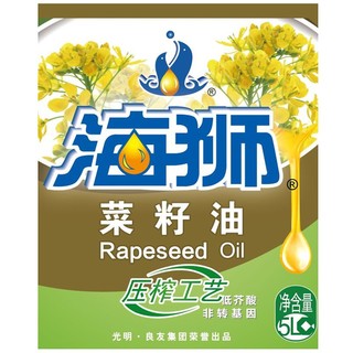 海狮 食用油 一级菜籽油5L 非转基因 压榨工艺 低芥酸 中华老字号