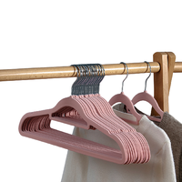 喜家家 植绒衣架 横杆款 50个 粉色