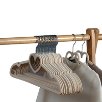 喜家家 植绒衣架 爱心款 10个 米白色