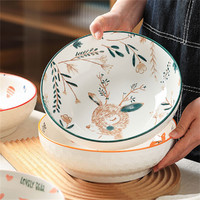 tujia 途家 2个装创意日式卡通陶瓷碗家用釉下彩浮雕汤碗大号拉面碗深盘子碗