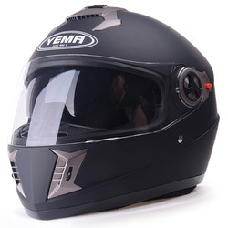 YEMA 野马 3C认证828S摩托车头盔男 亚黑配防雾镜片