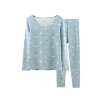 Mexican 稻草人 女士秋衣秋裤套装 MQNW151203 浅灰兰 M