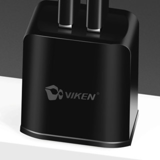VIKEN 维肯 ZS-2USB-K01 手机充电器 双USB-A 10W+Type-C/Lightning/Micro-B 3A 数据线 TPE 1.2m 黑色