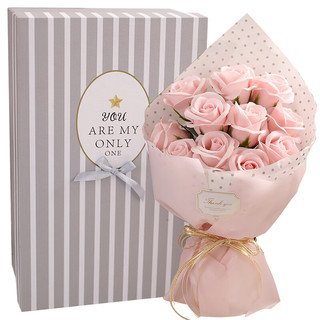 3.8焕新：Beginning 初朵 一生只爱一个人 玫瑰永生花束礼盒 粉色 11朵