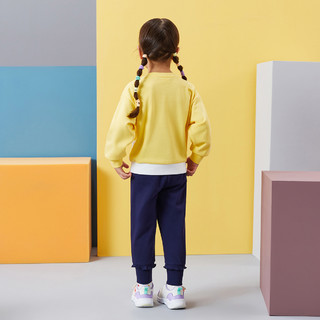 ANTA 安踏 A36139710-1 女童织针运动套装 鹅黄色/玛雅蓝 120cm