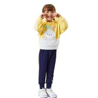 ANTA 安踏 A36139710-1 女童织针运动套装 鹅黄色/玛雅蓝 101cm