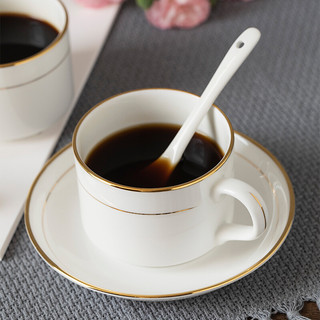 乐享 陶瓷咖啡杯碟套装 欧式咖啡具 一杯一碟一勺 手工描金