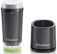 FoodSaver 富鲜 手持式无线食品真空封口机| 带有充电底座，1个真空容器和10个拉链真空袋| VS1199 | 黑色/银色