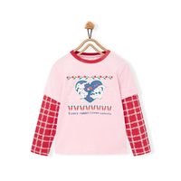 Mini Peace F2DCC1H09 女童假两件长袖T恤 粉红色 120cm