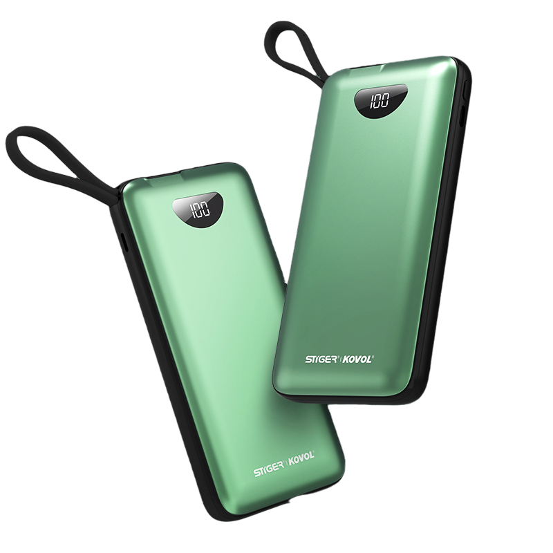 STIGER 斯泰克 R6 移动电源数据线二合一 绿色 10000mAh Type-C/Lightning/Micro-B 22.5W 快充