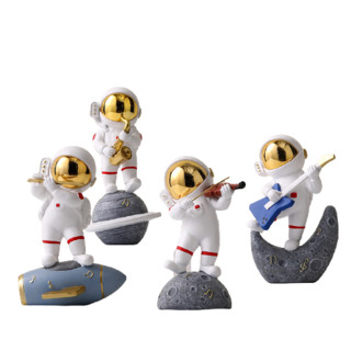 唐朝 乐队系列 小提琴+笛子+电吉他+号角 宇航员摆件 金色