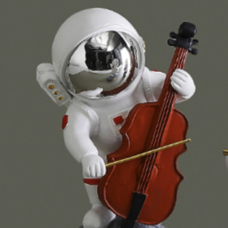 唐朝 乐队系列 大提琴+笛子+电吉他+号角 宇航员摆件 银色
