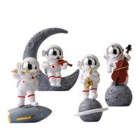 唐朝 乐队系列 月亮小提琴+笛子+大提琴+号角 宇航员摆件 银色