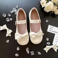 熊熊日报社Lolita 基础款玛丽珍 双层鞋扣浅口鞋 奶油白