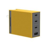 SHARGE 闪极 S100P 氮化镓充电器 USB-A/三Type-C 100W+双Type-C 数据线 黄黑色