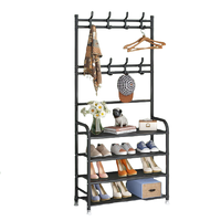 乐活时光 多功能鞋帽架 黑色 80cm 4层