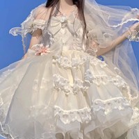 西西里原创设计 Lolita洛丽塔 三周年小花嫁 短款套装 白色