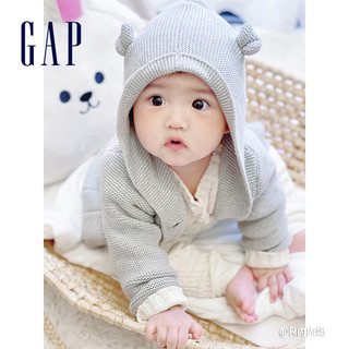 Gap 盖璞 婴儿连帽熊耳造型针织衫毛衣
