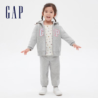 Gap 盖璞 女童LOGO碳素软磨卫裤