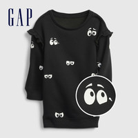 Gap 盖璞 女童夜光印花荷叶边连衣裙