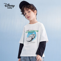 Disney 迪士尼 童装男童长袖T恤2022春季新款假两件长袖打底衫洋气上衣潮
