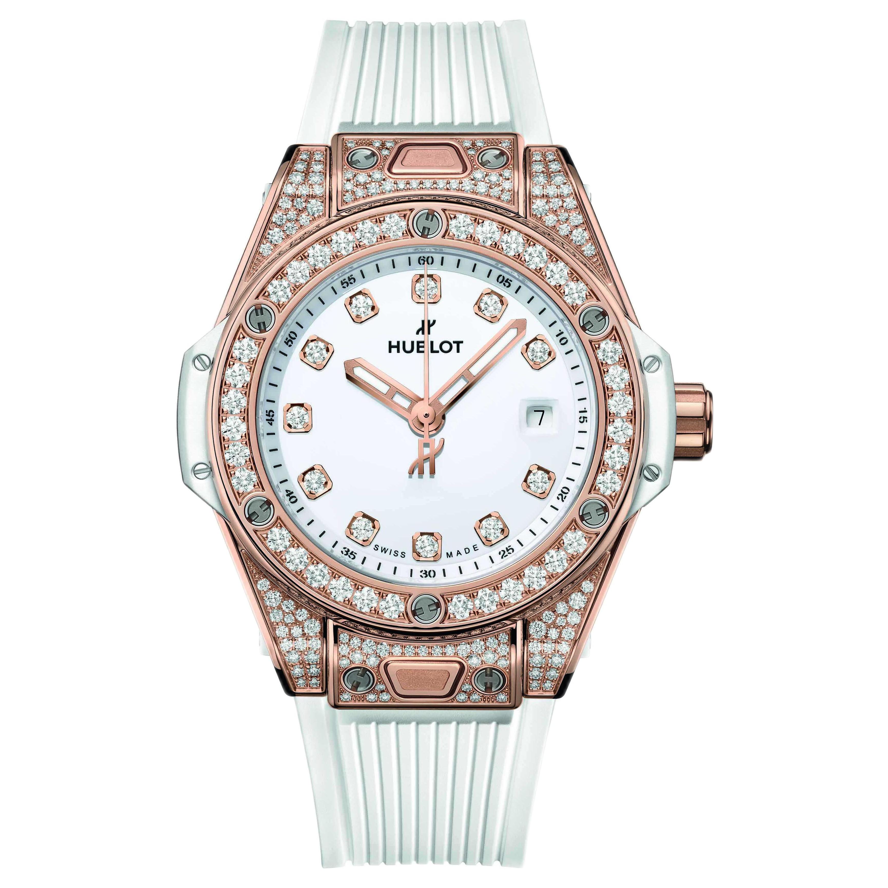 HUBLOT 宇舶 BIG BANG系列 一键式王金白色密镶款 33毫米自动上链腕表 485.OE.2210.RW.1604