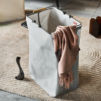 顾家家居 KUKA  韩国ins风简约棉麻防水大容量手提折叠收纳篮脏衣篓XJ