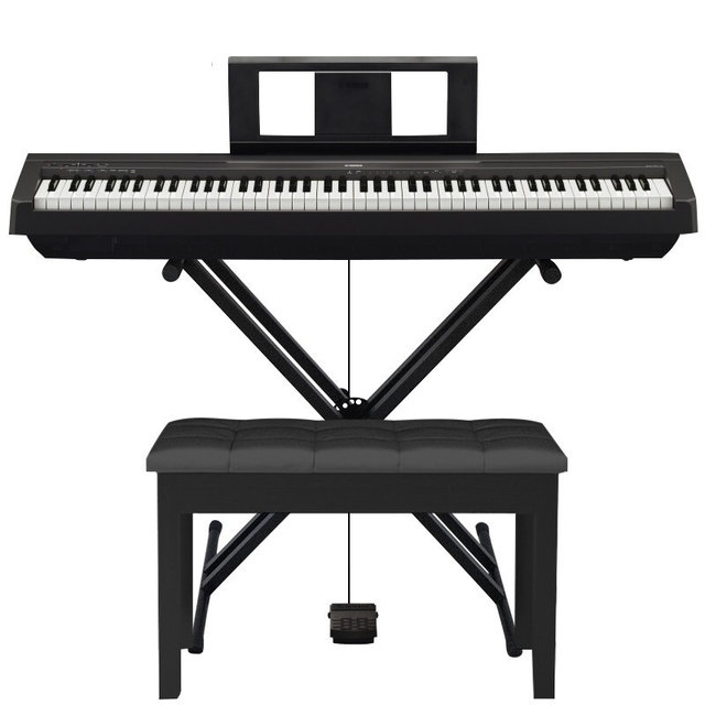 YAMAHA 雅马哈P-45 电钢琴88键黑色X型支架+琴凳配件【报价价格评测怎么