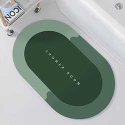 顾致 纳米硅藻泥软地垫硅藻土吸水脚垫速干家用卫生间浴室防滑垫进门垫 绿底SM 50X80CM