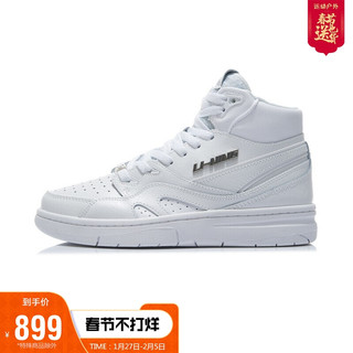 LI-NING 李宁 女鞋运动时尚鞋2021中国李宁系列937 Deluxe Hi运动时尚篮球休闲鞋AGBR080 标准白-1 35