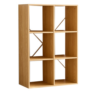 书架置物架落地实木纹格子柜儿童玩具收纳柜原木矮书柜隔断储物柜 木色2格