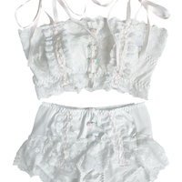 小甜崽sweet Lolita洛丽塔 蕾丝花卉 无钢圈背心式内衣 绿丝带