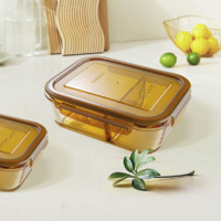 CORELLE 康宁餐具 VISIONS 康宁 琥珀色玻璃保鲜盒3件组 630ML*2